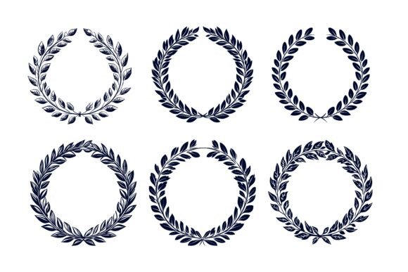 Download Set of Black Circular Foliate Laurels - Foliate Collection